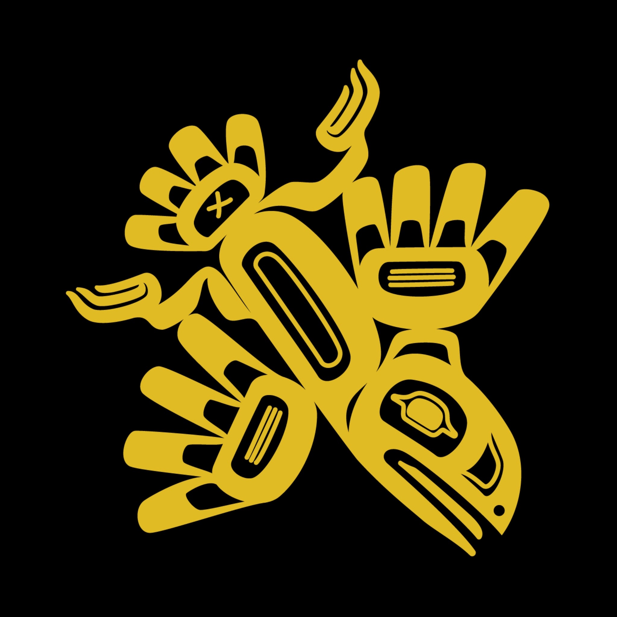 formline design raven gold on black