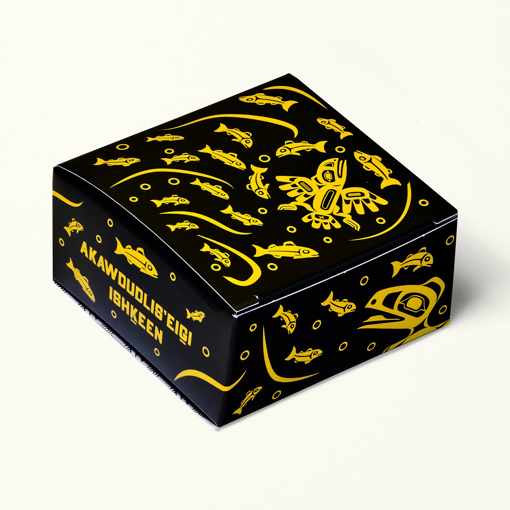 black and gold carton white background
