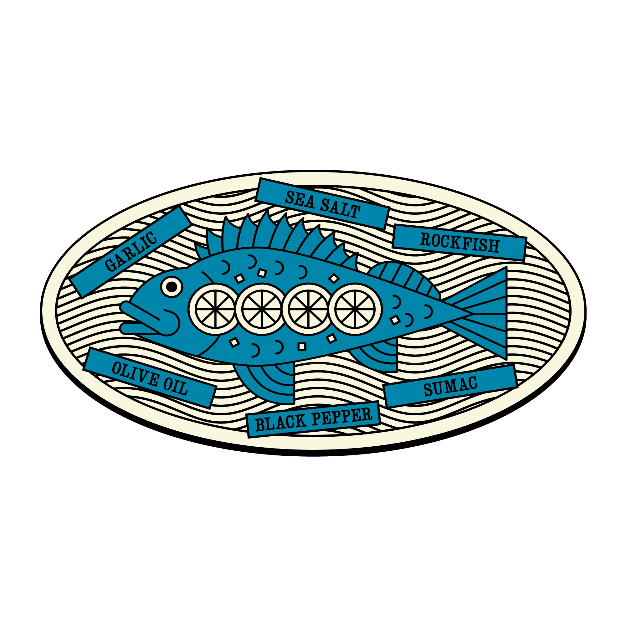 Illustration of a blue fish with text labels on a white background